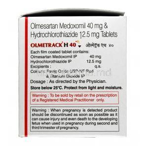 Olmetrack H, Hydrochlorothiazide 12.5mg / Olmesartan 40mg, Tablet, Box information