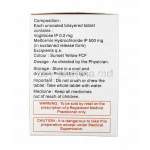 Posmeal-Met, Metformin 500mg and Voglibose 0.2mg composition