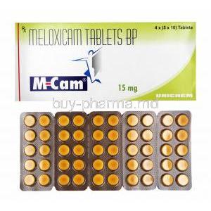 M-Cam, Meloxicam 15mg box and tablets