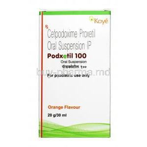 Podxetil Syrup, Cefpodoxime 100mg, 18g per 30ml Syrup, Box