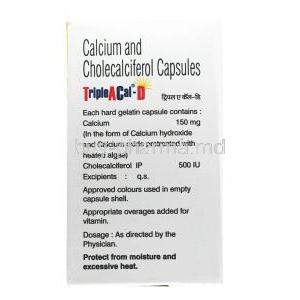 TripleACal-D, Calcium + Cholecalciferol, Tablet, Box information
