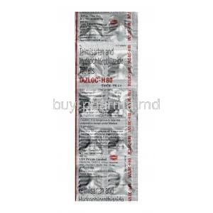 Tazloc H, Telmisartan 80 mg / Hydrochlorothiazide 12.5mg, Tablet, Sheet information