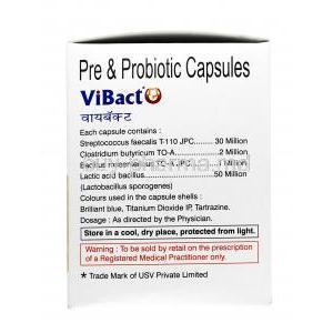 Vibact, Probiotic, Capsule, Box information