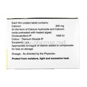 TripleACal FD, Mixed Calcium and Cholecalciferol (vitamin D), Tablet, Box information