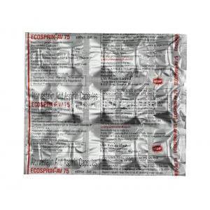 Ecosprin AV, Aspirin 75 mg / Atorvastatin 20mg, Capsule, Sheet information