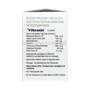 Vibrania, Benfotiamine / Mecobalamin / Alpha-Lipoic Acid / Pyridoxine / Folic acid / Chromium / Inositol, Capsule(Soft Gelatin Capsule), Box information