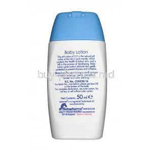 Sebamed baby lotion, Natural lipids, sorbitol, allantoin, panthenol,  lecithin, Body lotion 50ml, Bottle information
