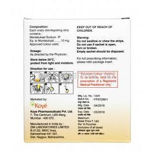 Spiromont, Montelukast 10 mg, Tablet,Box information