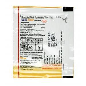 Spiromont, Montelukast 10 mg, Tablet, sachet information