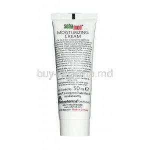 Sebamed Moisturizing Cream, petrolatum, Myreth-3 myristate, glycerin and other skin moisturising ingredients, cream 50ml, Tube information