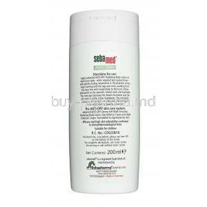 Sebamed Anti-Dry Hydrating Body Lotion Dicaprylyl Ether, Glycerin and other skin moisturising ingredients, Lotion 200 ml, Bottle information