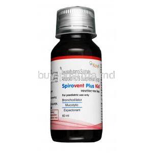 Spirovent Plus Syrup, Ambroxol 15mg + levosalbutamol ( levalbuterol ) 0.5mg + guaifenesin 50mg, Syrup 60ml, Bottle