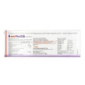 E Ova Plus, Clomifene 100mg / Coenzyme Q10 75mg / Acetylcysteine 600mg,Tablet, Box information