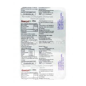 Coecyst, Cholecalciferol / ChroMIUm Picolinate / D Chiro Inositol / Myo Inositol, Capsule,Box Sheet information