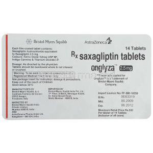 Onglyza,  Saxagliptin 2.5 Mg Tablet Packaging