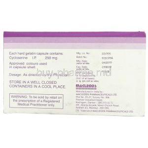 Coxerin, Generic Seromycin,  Cycloserine 250 Mg Manufacturer Information
