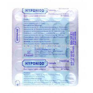 Hyponidd Tablet Strip Information