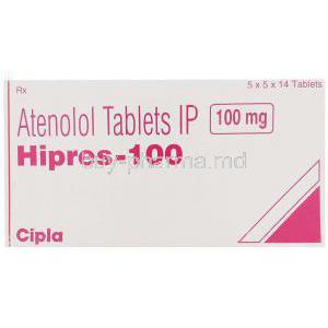 Hipres, Atenolol 100 Mg Tablet Box
