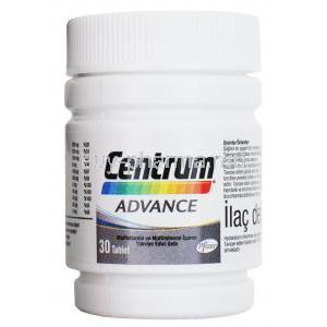 Centrum Advance, multivitamins and multiminerals, bottle front information