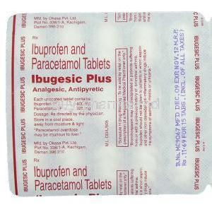 Ibugesic Plus, Ibuprofen/ Paracetamol 400 Mg/ 325 Mg Tablet (Okasa Pvt) Packing Information