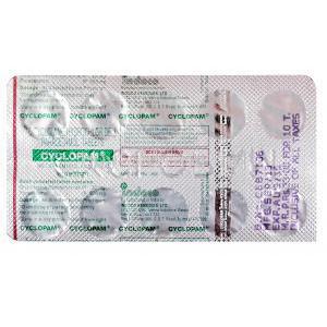 Cyclopam, Dicyclomine Hydrochlorde 20mg and Paracetamol 500mg Tablet Strip Information