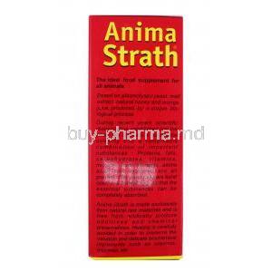 Anima Strath Herbal Yeast Food Supplement for Animals, box side