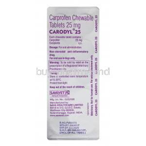 Carodyl 25mg tablet back