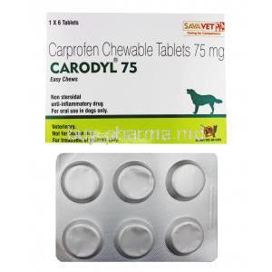 Carodyl 75mg box and tablets