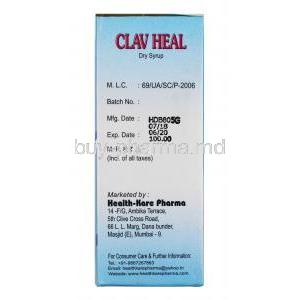 Clav Heal Dry Syrup for Pets box side
