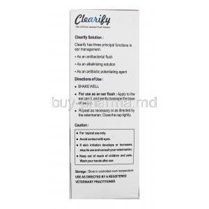 Clearify Ear Cleansing Solution for Dos and Cats, directions of use