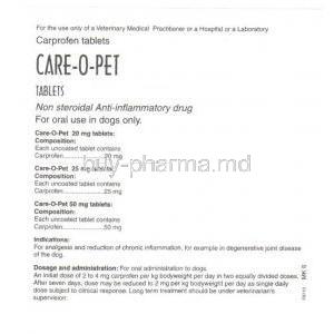 Care-O-pet, Generic Rimadyl, Carprofen Information Sheet 1