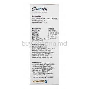 Clearify Ear Cleansing Solution for Dos and Cats, manufacturer