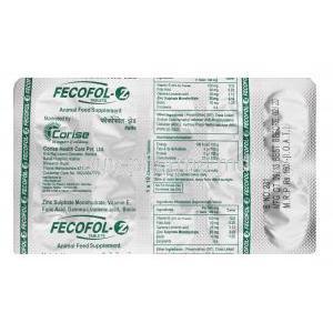 Fecofol-Z Animal Feed Supplement tablet back