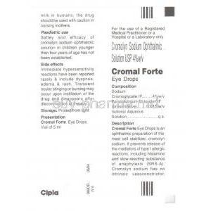 Cromalforte, Generic Crolo/ Gastrocrom/ Intal/ , Sodium Cromoglycate/Benzalkonium Information Sheet 1