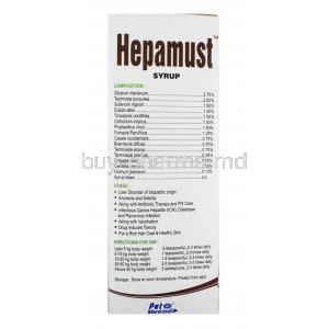 Hepamust Herbal Liver Tonic for Pets composition