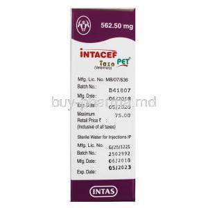 Intacef Tazo Injection for Pets box side