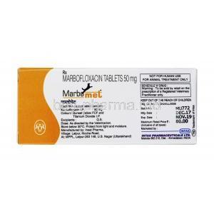 MARBOMET, Marbofloxacin 50mg,tablet, Box information