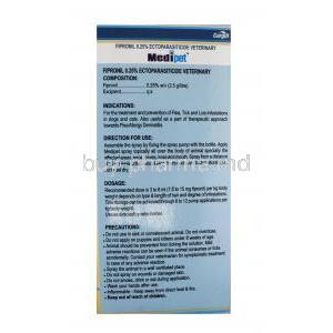 MEDIPET, Fipronil 0.25%, Liquid Disinfecto Chemical, 100ml, box information, ingredient, usage, precautions
