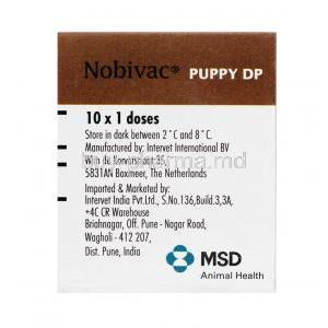 NOBIVAC Puppy DP Vaccine, 1dose, Box information, Manufacturer