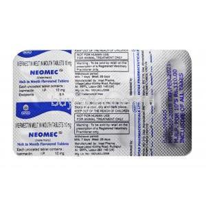 NEOMEC,Ivermectin 10mg, Tablet, Sheet information