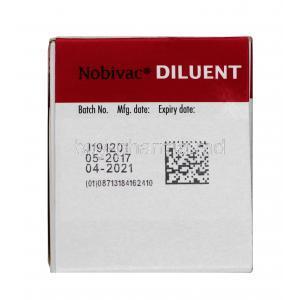 NOBIVAC Diluent, Vaccine, 10 doses, Box information, Mfg, Expiry date