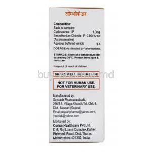 OPTHOCARE, Cyclosporine 0.1%, Eye Drop, 5ml, Box information