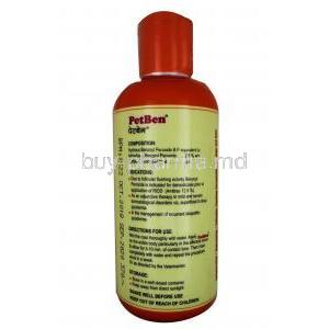 Petben, Benzoyl Peroxide, Shampoo, 200ml, Bottle information