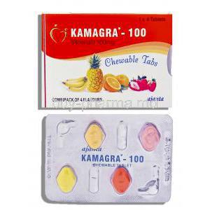 Kamagra, Sildenafil Citrate 100mg Chewable Tablets