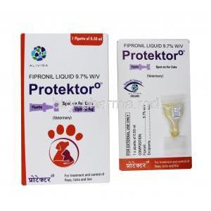 PROTEKTOR O for cats,  Spot on upto 8kgs, Fipronil, 0.50ml, Box and Pipette