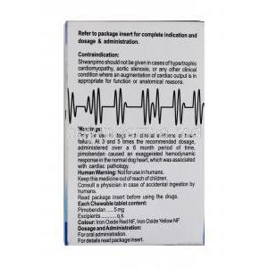 SHWANPIMO, Pimobendan 5mg chewable Tablet, Box information, Dosage, Warning