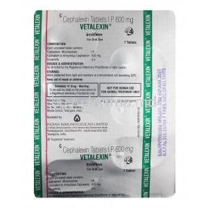 Vetalexin, Cephalexin tablet back