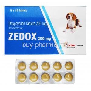Zedox, Doxycycline box and tablets