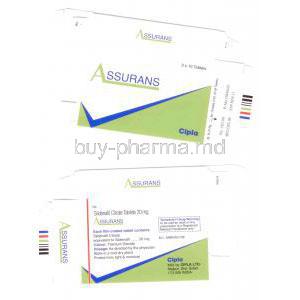 Assurans, Generic Revatio, Sildenafil 20 mg Tablet (Cipla) Box
