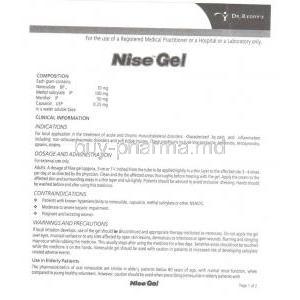 NiseNise Gel, Nimesulide/ Methyl salicylate/ Menthol/ Capsaicin Information Sheet 1